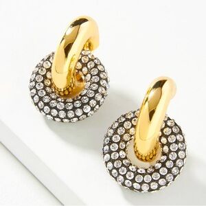 Mignonne Gavigan Catherine Pave Link Hoop Earrings Gold